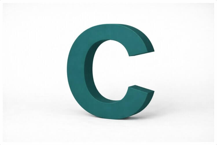 Dunkelgrüner Buchstabe C als Symbol für Co-creation in der ABC-Methode von Claudia Bouwens